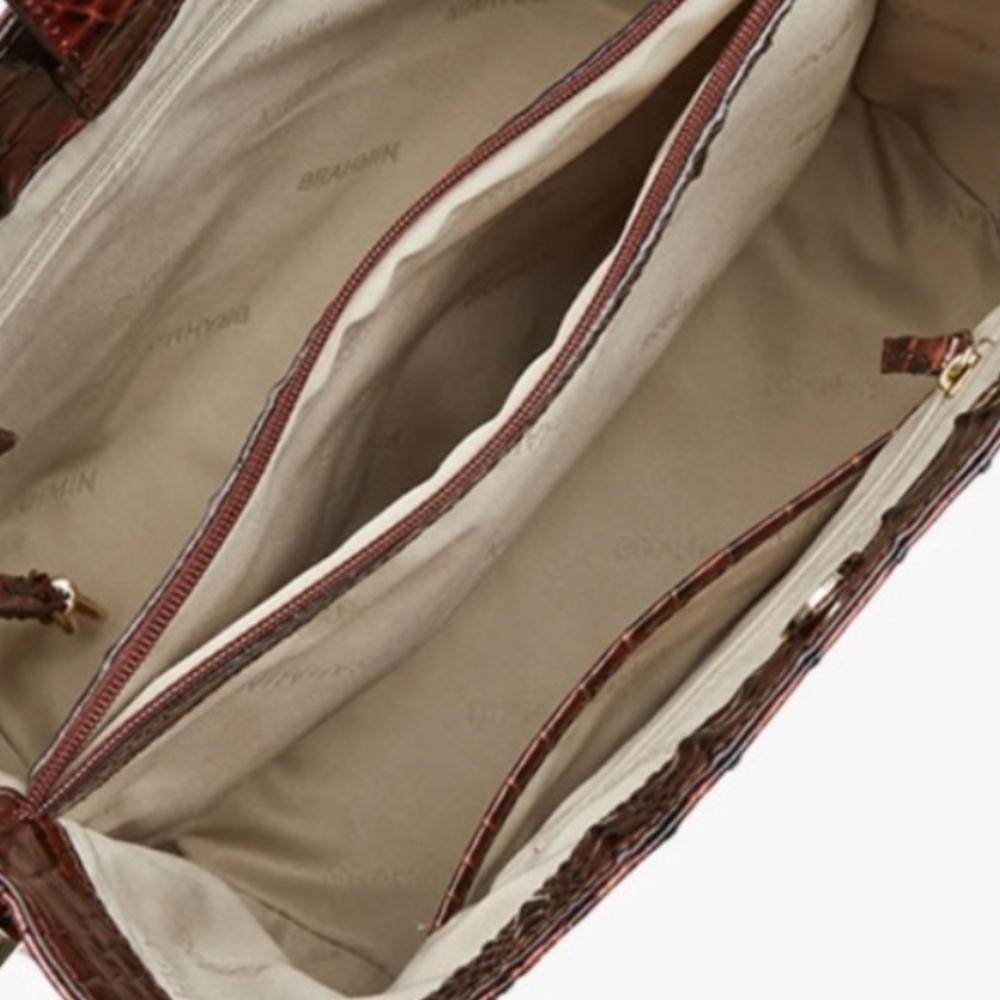 Brahmin Elegant Brown Crocodile-Embossed Women's Bag - Picture 7 of 7